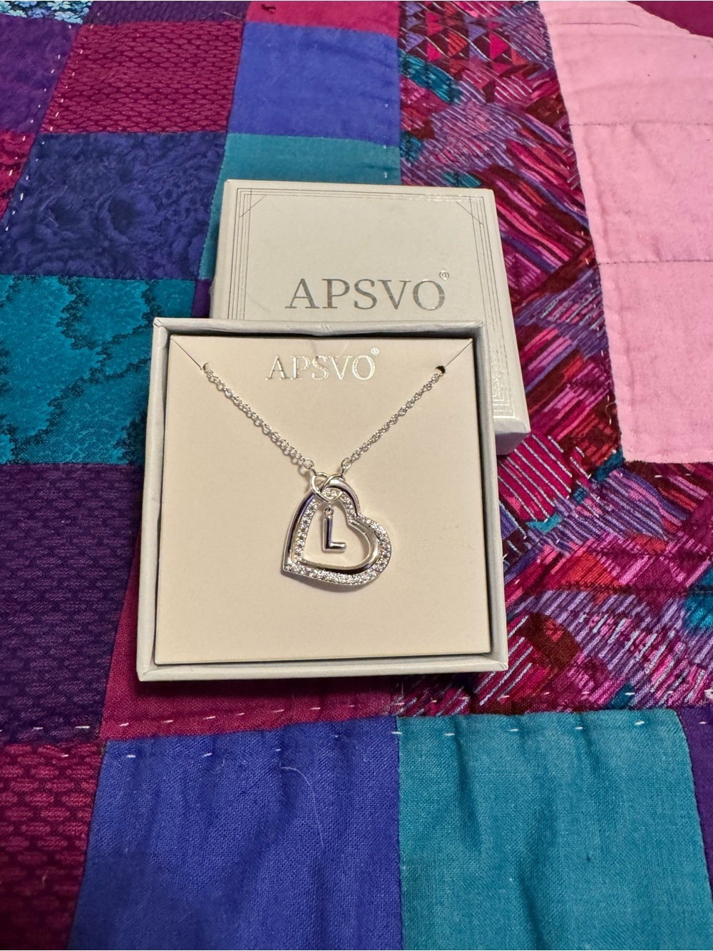Silver Heart Initial 'L' Pendant Necklace Costume Jewelry